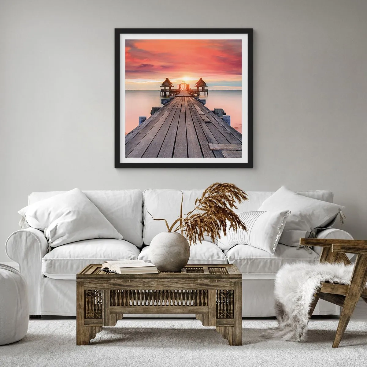 Poster in cornice nera - Tramonto d'oriente - 50x50 cm