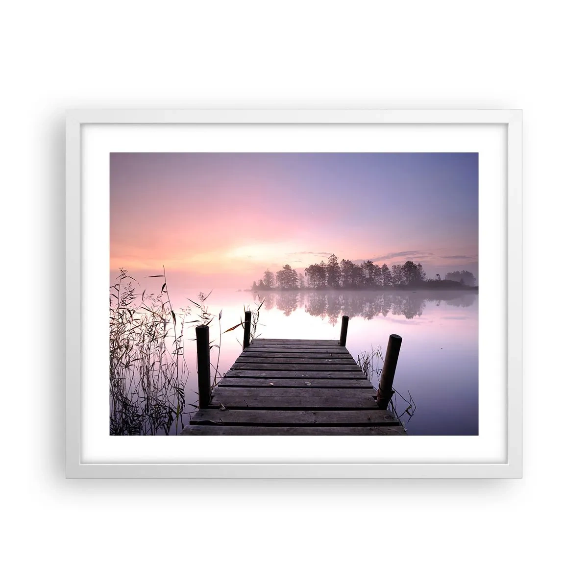 Poster in cornice bianca - Nebbia color lilla - 50x40 cm