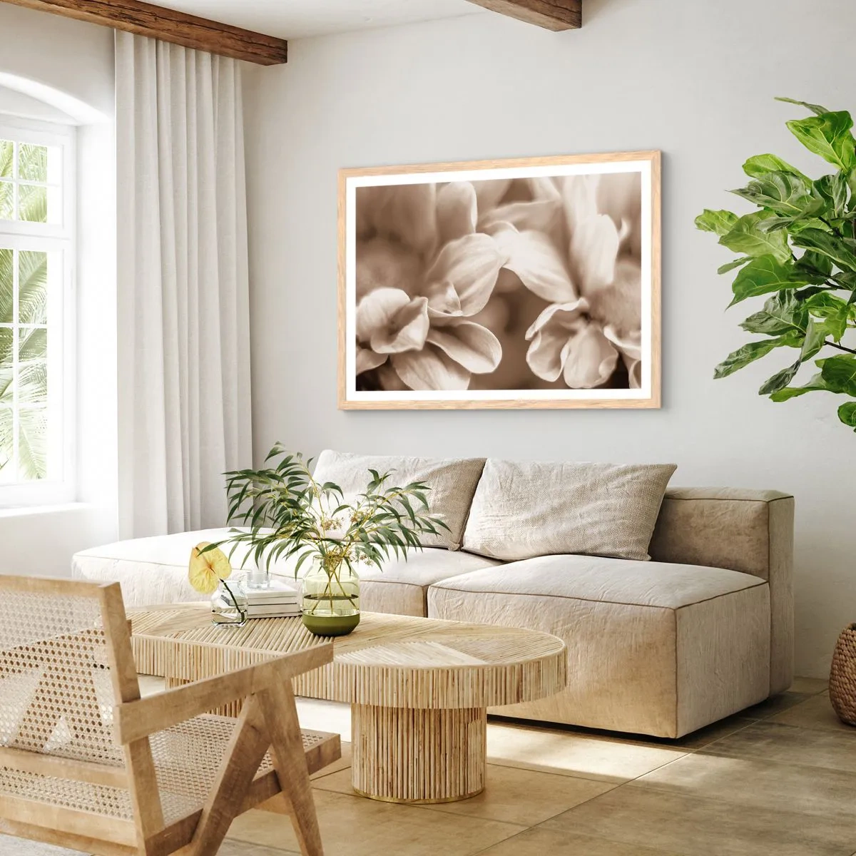 Poster in cornice rovere chiaro - Mite come un sorriso - 100x70 cm