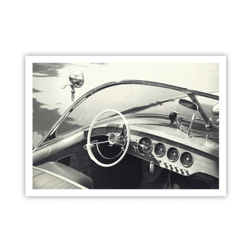 Poster - Interni di auto d'epoca in stile monocromatico - 100x70cm - Il ricco e il povero - Decorazione murale moderna per soggiorno e camera da letto ARTTOR