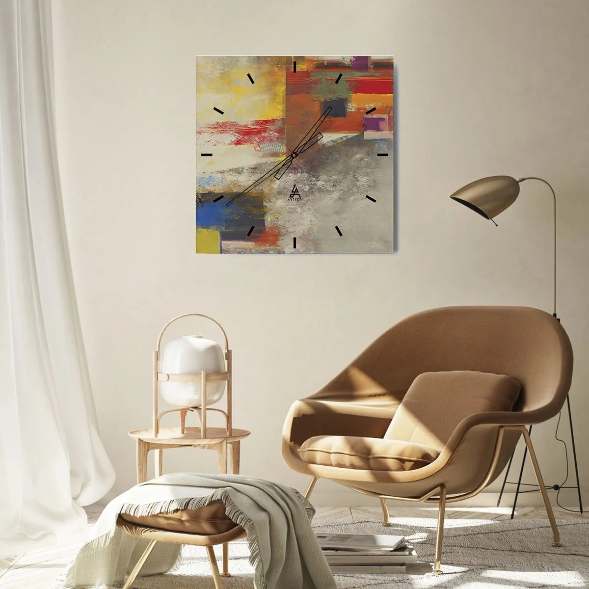 Orologio da parete - Orologio in Vetro - Geometria dei colori - 40x40 cm