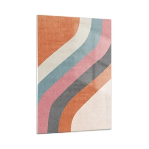 Quadro su vetro - Strisce diagonali colorate su uno sfondo chiaro - 50x70cm - Composizione diagonale: movimento - Decorazione murale moderna per soggiorno e camera da letto ARTTOR