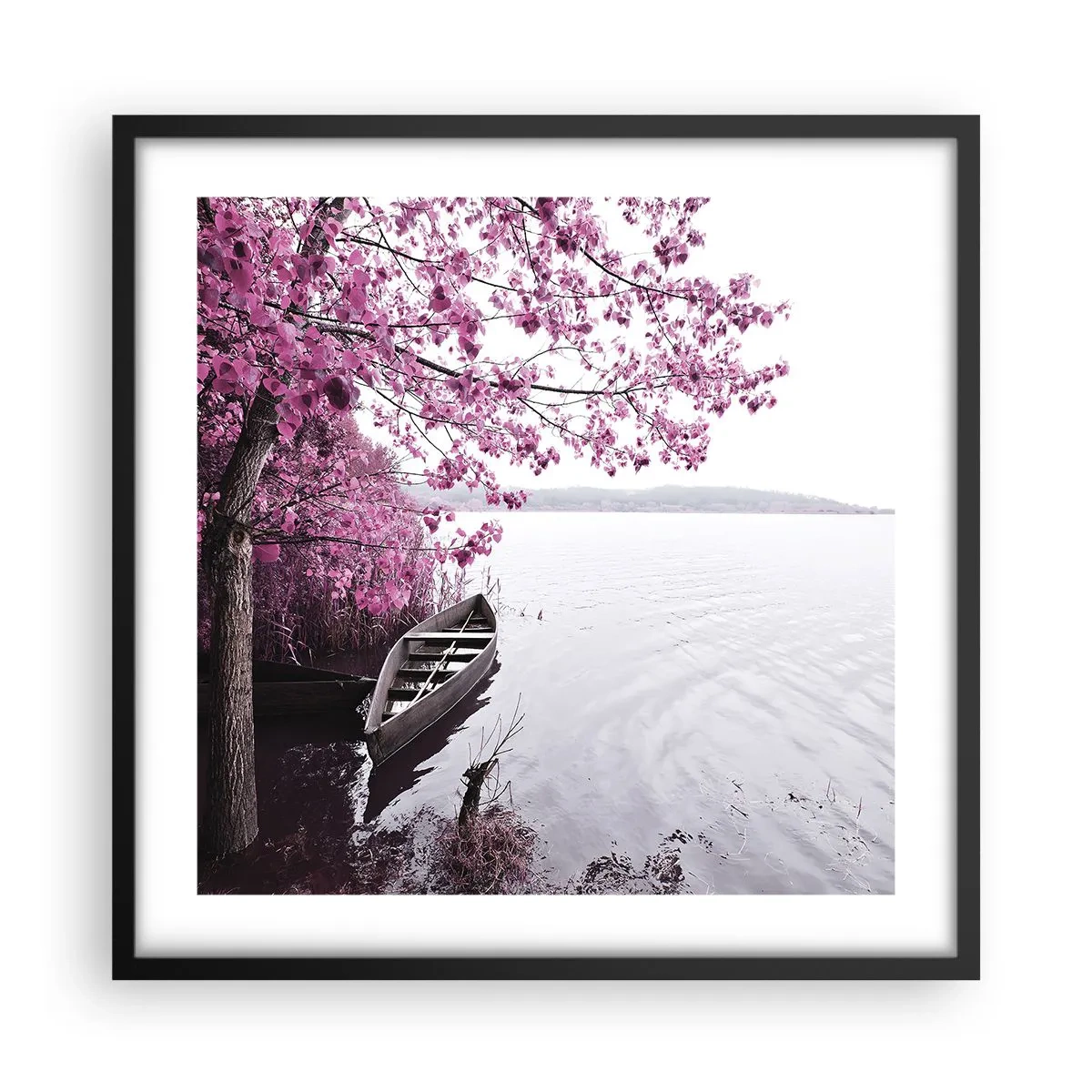 Poster in cornice nera - Nel silenzio rosa - 50x50 cm