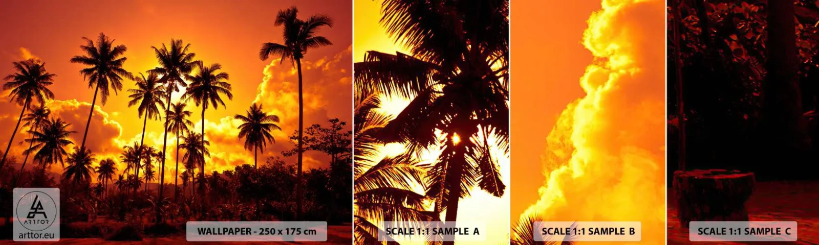 Campione Di Fotomurale Standard Eco - Bruciano i monti, bruciano i boschi - palme, Tropici, Sole - 100x30 cm