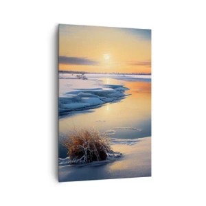 Quadro su tela - Stampe su Tela - Paesaggio invernale con un fiume al tramonto - 80x120cm - Tramonto invernale - Decorazione murale moderna per soggiorno e camera da letto ARTTOR