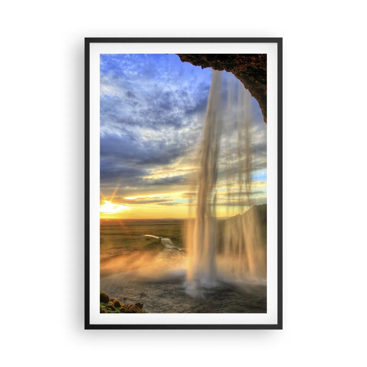 Poster in cornice nera - Il mondo dietro una tenda di gocce - 61x91 cm