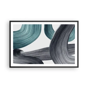 Poster in cornice nera - Tracce smeraldo e nero - 91x61 cm