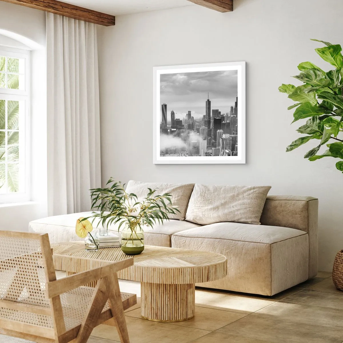 Poster in cornice bianca - Paesaggio americano - 30x30 cm