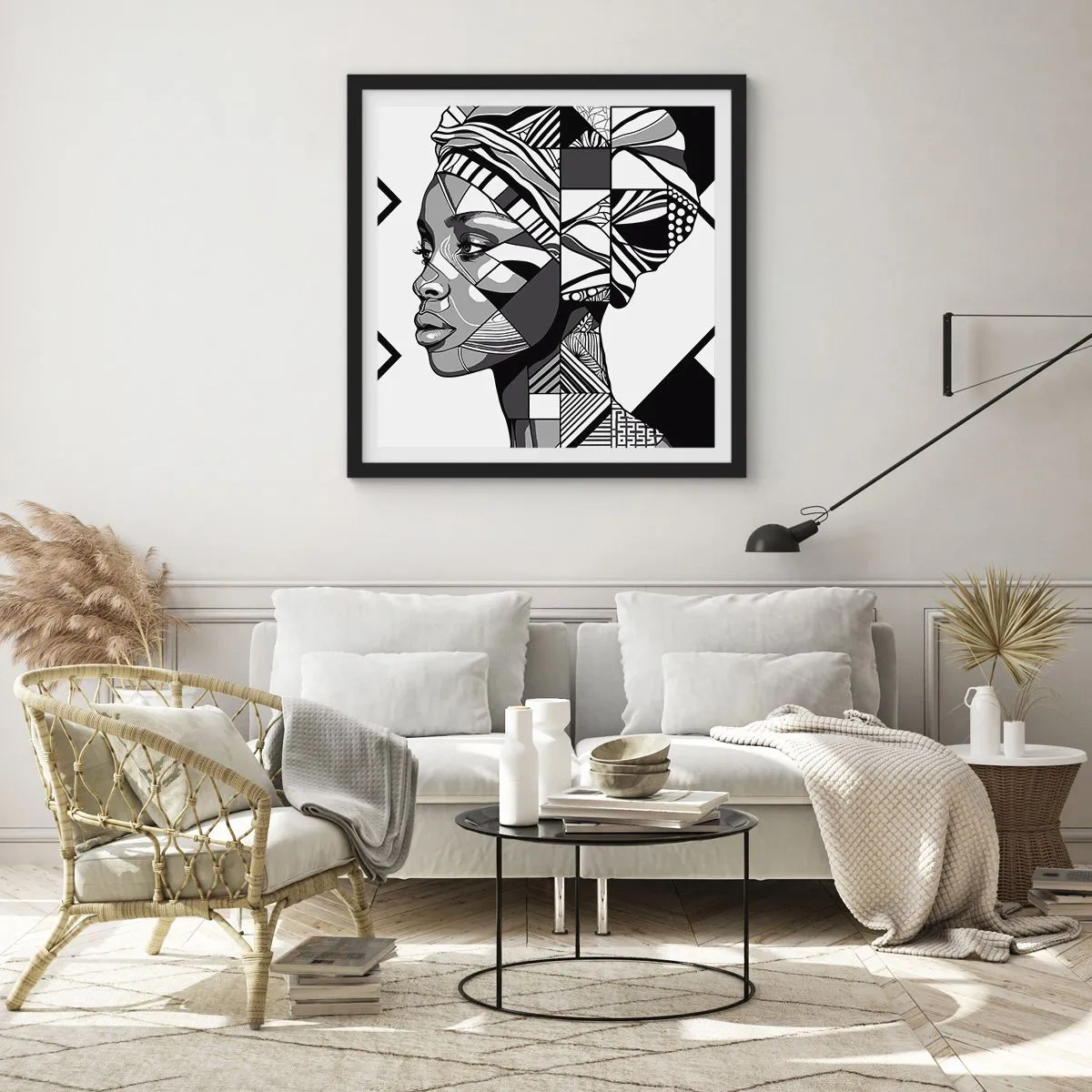 Poster in cornice nera - Ritratto etnico - 50x50 cm