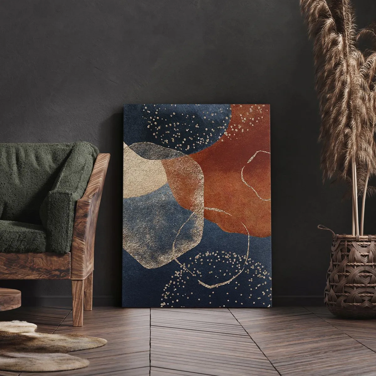 Quadro su tela - Stampe su Tela - Forme astratte nelle tonalità del rosso e del blu - 50x70cm - La leggerezza dell'essere - Decorazione murale moderna per soggiorno e camera da letto ARTTOR