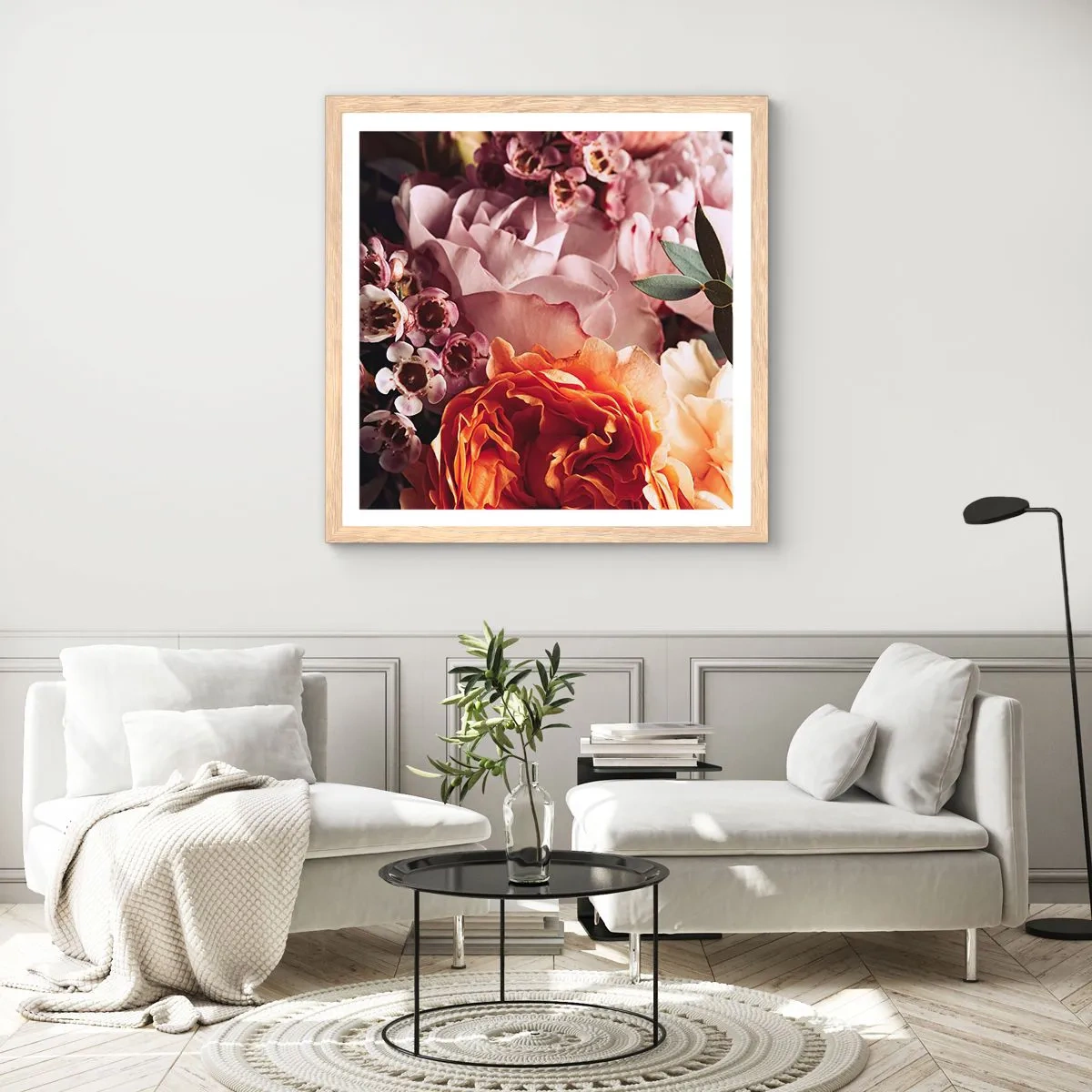 Poster in cornice rovere chiaro - Avvolti dalla bellezza - 60x60 cm