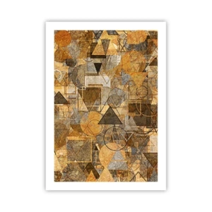 Poster - Composizione geometrica astratta dorata - 50x70cm - Il mondo compreso nella forma - Decorazione murale moderna per soggiorno e camera da letto ARTTOR