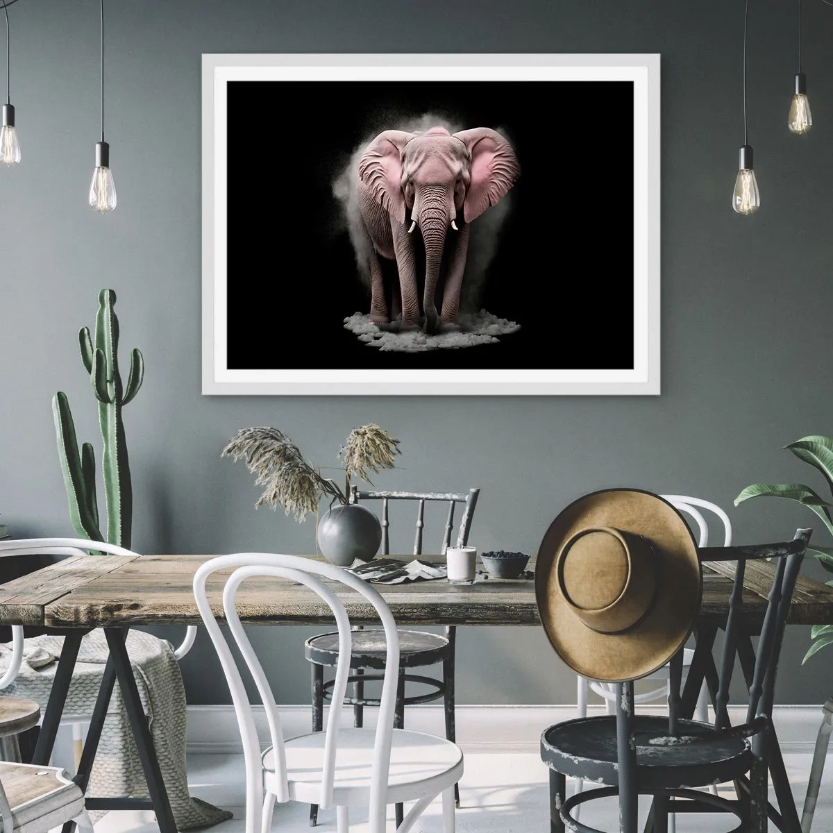 Poster in cornice bianca - Non pensare all'elefante rosa! - 100x70 cm