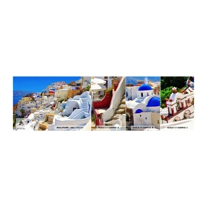Campione di Fotomurale Adesivo Deluxe Sticker - Sogno di un'estate greca - Architettura, Paesaggio, Santorini - 100x30 cm