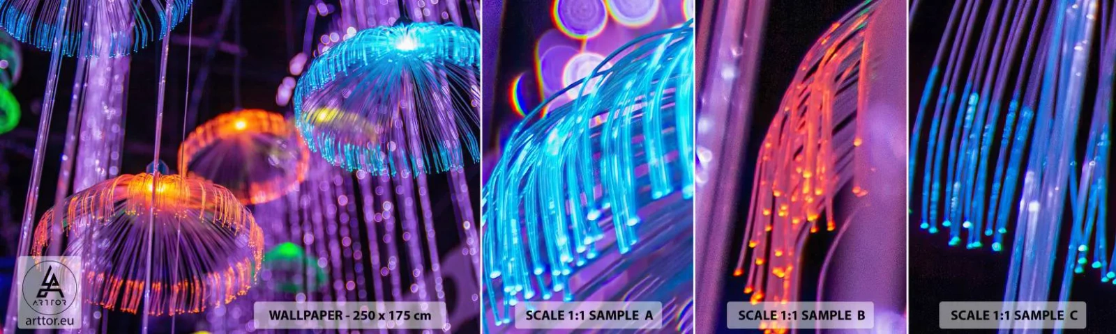 Campione Di Fotomurale Standard Eco - Fontane di luce - Neon, Luci, Luminanza - 100x30 cm