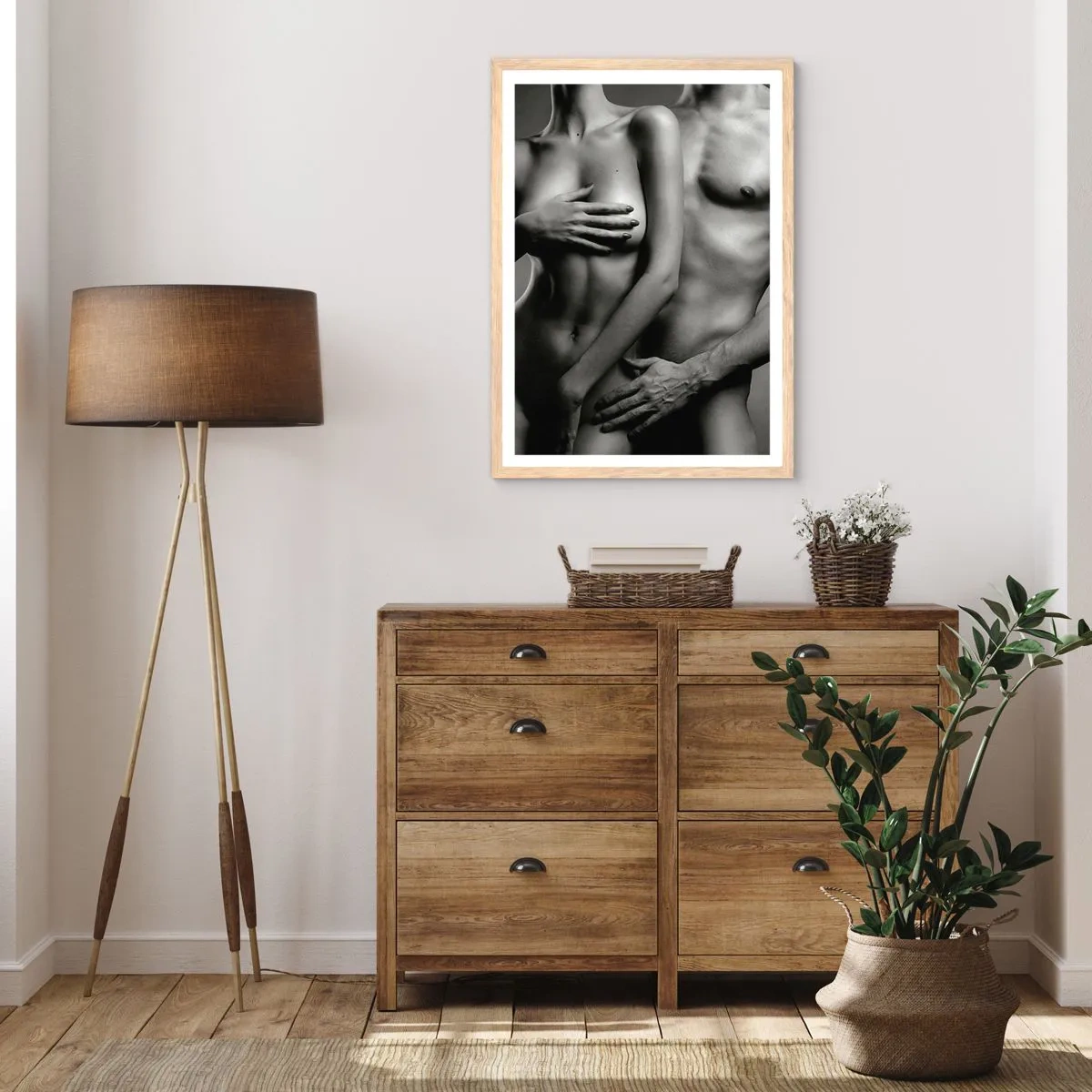 Poster in cornice rovere chiaro - Adamo ed Eva - 50x70 cm