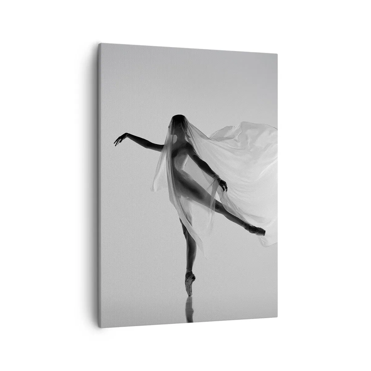 Quadro su tela - Stampe su Tela - Una ballerina in una posa eterea con tessuto fluido - 50x70cm - Leggerezza ed eleganza - Decorazione murale moderna per soggiorno e camera da letto ARTTOR