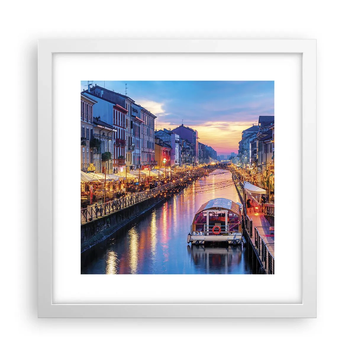 Poster in cornice bianca - Sera di luce e di divertimento - 30x30 cm