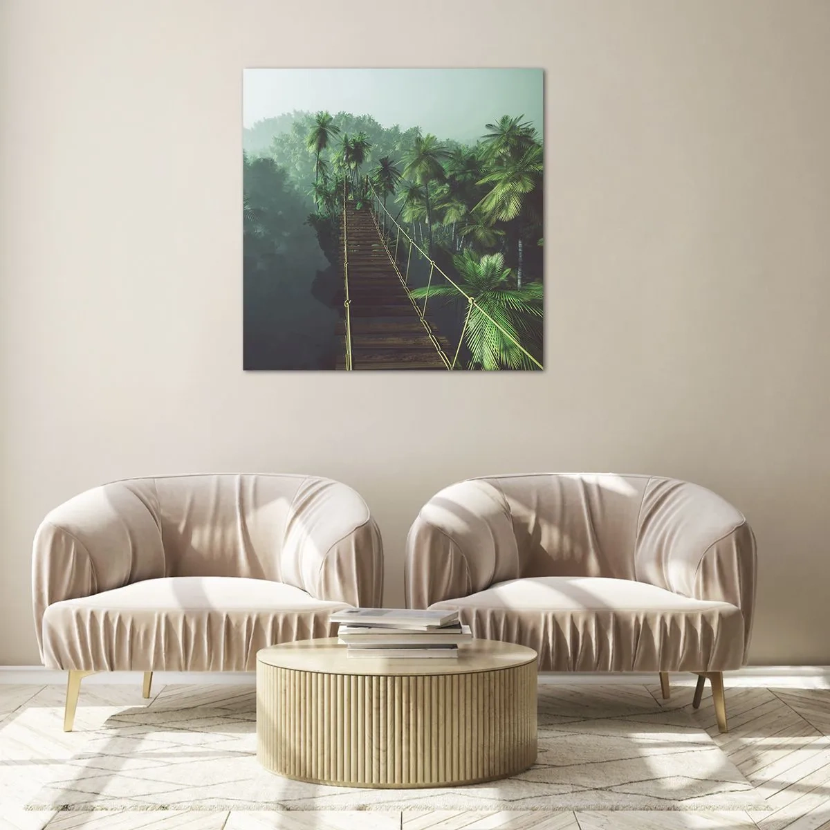 Quadro su vetro - Nel vortice del verde - 60x60 cm