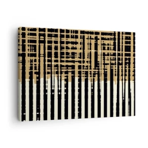 Quadro su tela - Stampe su Tela - Linee astratte in nero, beige e bianco - 70x50cm - Astrazione architettonica - Decorazione murale moderna per soggiorno e camera da letto ARTTOR