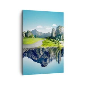 Quadro su tela - Stampe su Tela - Un'isola galleggiante con montagne e cascate - 50x70cm - Isola fantastica - Decorazione murale moderna per soggiorno e camera da letto ARTTOR