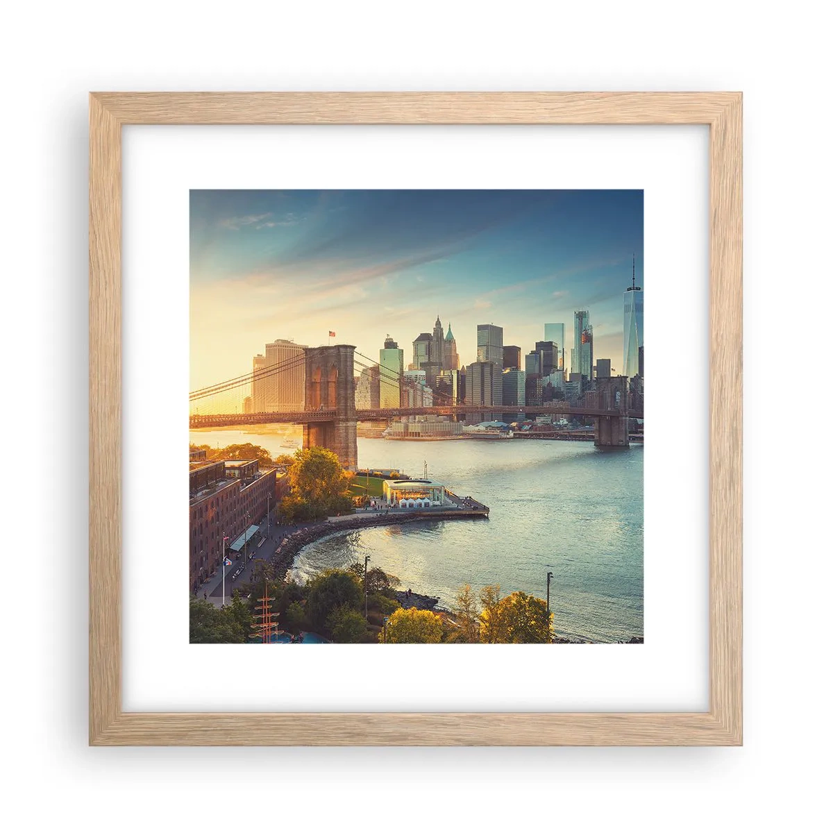 Poster in cornice rovere chiaro - L'alba nella grande città - 30x30 cm
