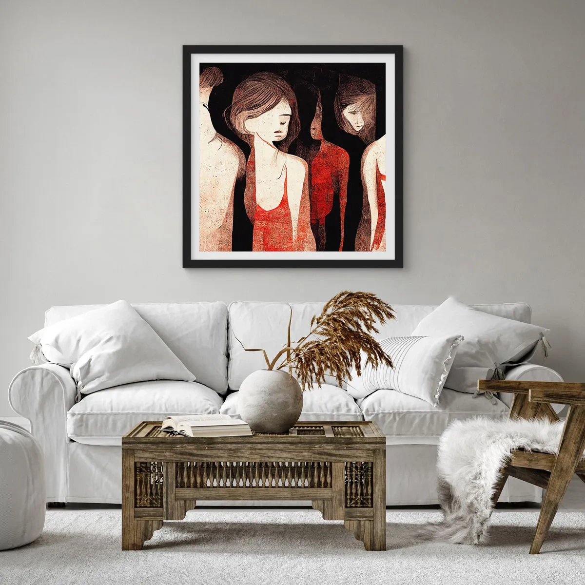 Poster in cornice nera - Madonne nell'oscurità - 60x60 cm