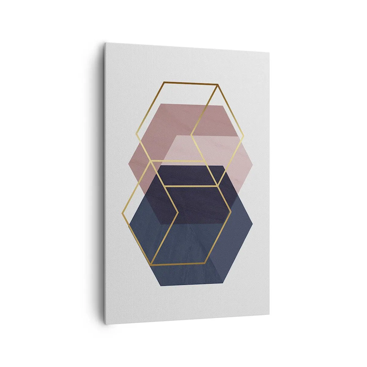 Quadro su tela - Stampe su Tela - Forme geometriche in linee dorate su uno sfondo pastello - 80x120cm - La forza della semplicità - Decorazione murale moderna per soggiorno e camera da letto ARTTOR