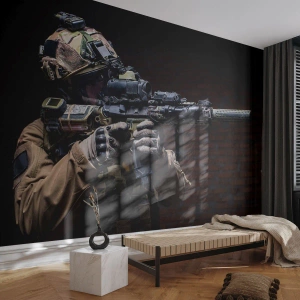 Fotomurali Autoadesivo Deluxe Sticker - Mortalmente efficace - Militare, Fucile, Arma - 350x256 cm