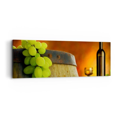 Quadro su tela - Stampe su Tela - Natura morta con bottiglia di vino e acini d'uva - 90x30 cm