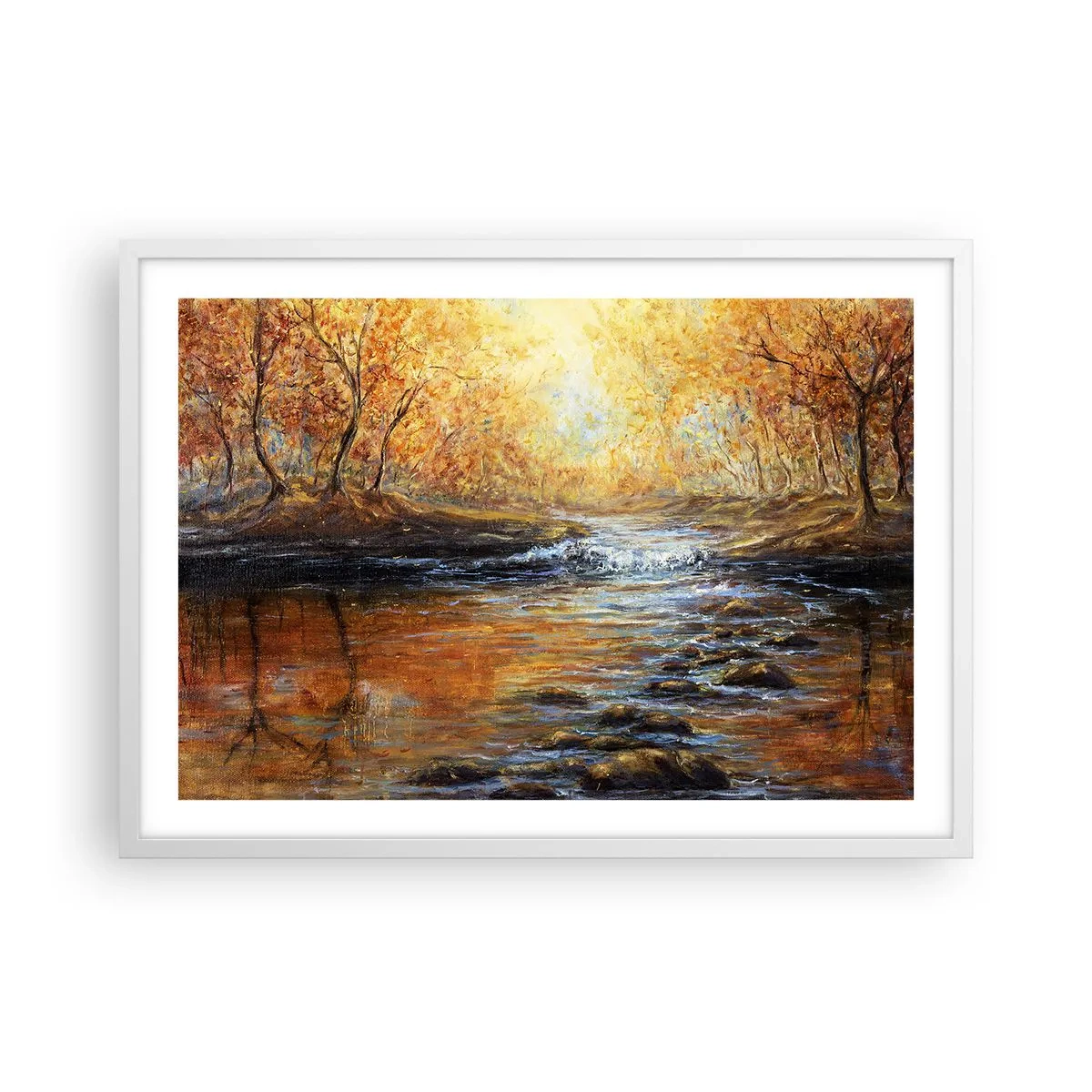 Poster in cornice bianca - Ruscello d'oro - 70x50 cm