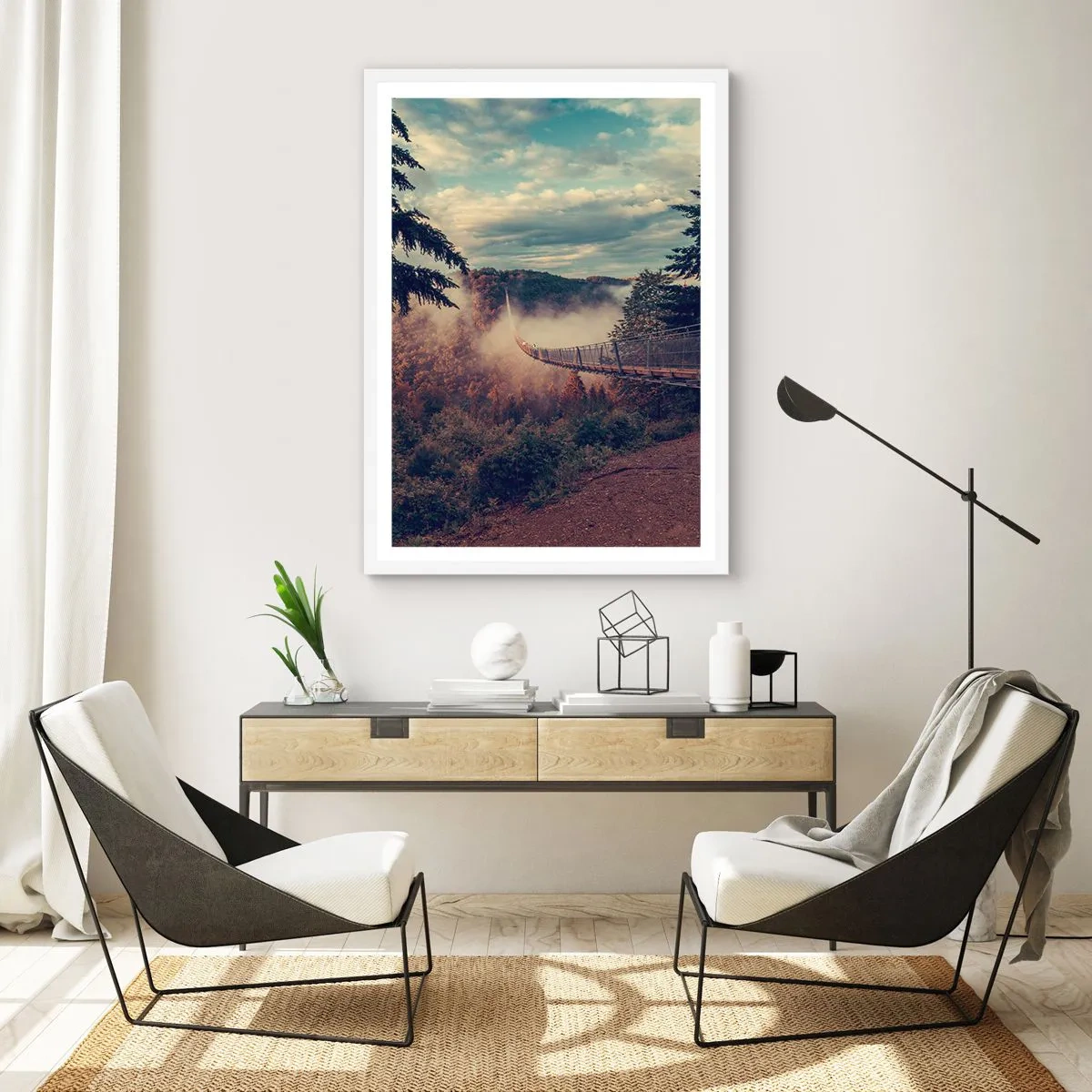 Poster in cornice bianca - Sopra il bosco autunnale - 40x50 cm
