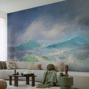 Fotomurali Premium Canvas - Il turbine ululò di trionfo... - Tempesta, Onda alta, Uccelli - 150x105 cm