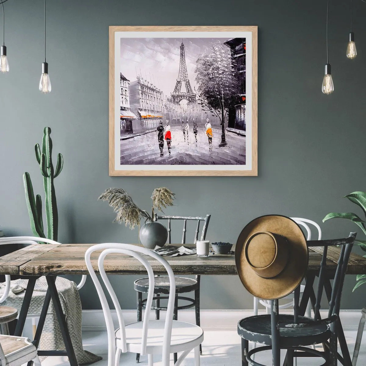 Poster in cornice rovere chiaro - Passeggiata a Parigi - 50x50 cm