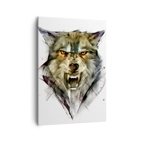 Quadro su tela - Stampe su Tela - Un lupo pericoloso in una forma dinamica e artistica - 50x70cm - Non si passa! - Decorazione murale moderna per soggiorno e camera da letto ARTTOR