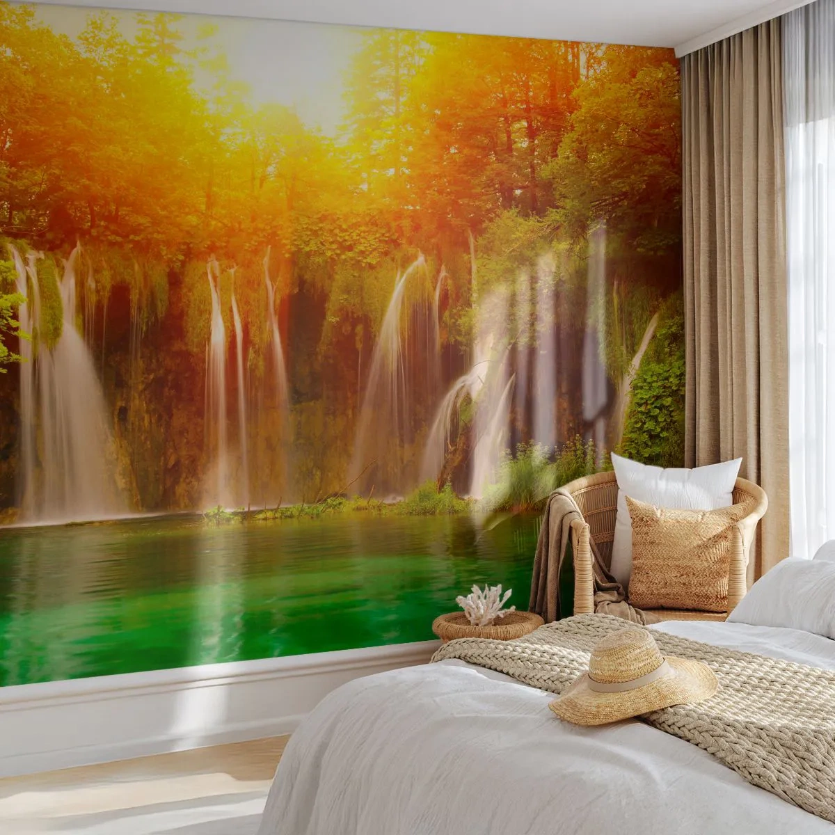 Fotomurali Premium Canvas - Al sole e all'ombra - Paesaggio, Cascata, Croazia - 200x140 cm