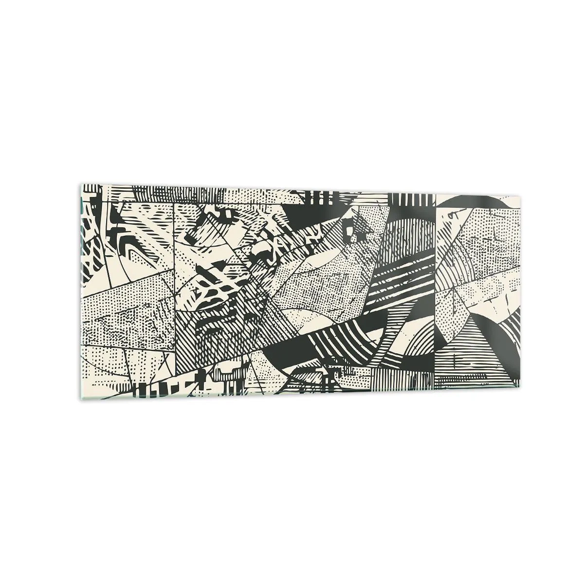 Quadro su vetro - Motivi geometrici astratti in tonalità di verde su sfondo chiaro - 120x50cm - Dinamica della contemporaneità - Decorazione murale moderna per soggiorno e camera da letto ARTTOR