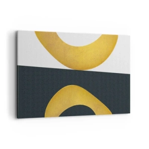 Quadro su tela - Stampe su Tela - Forme geometriche in oro su sfondo bianco e scuro - 100x70cm - Iniziamo dall'oro - Decorazione murale moderna per soggiorno e camera da letto ARTTOR