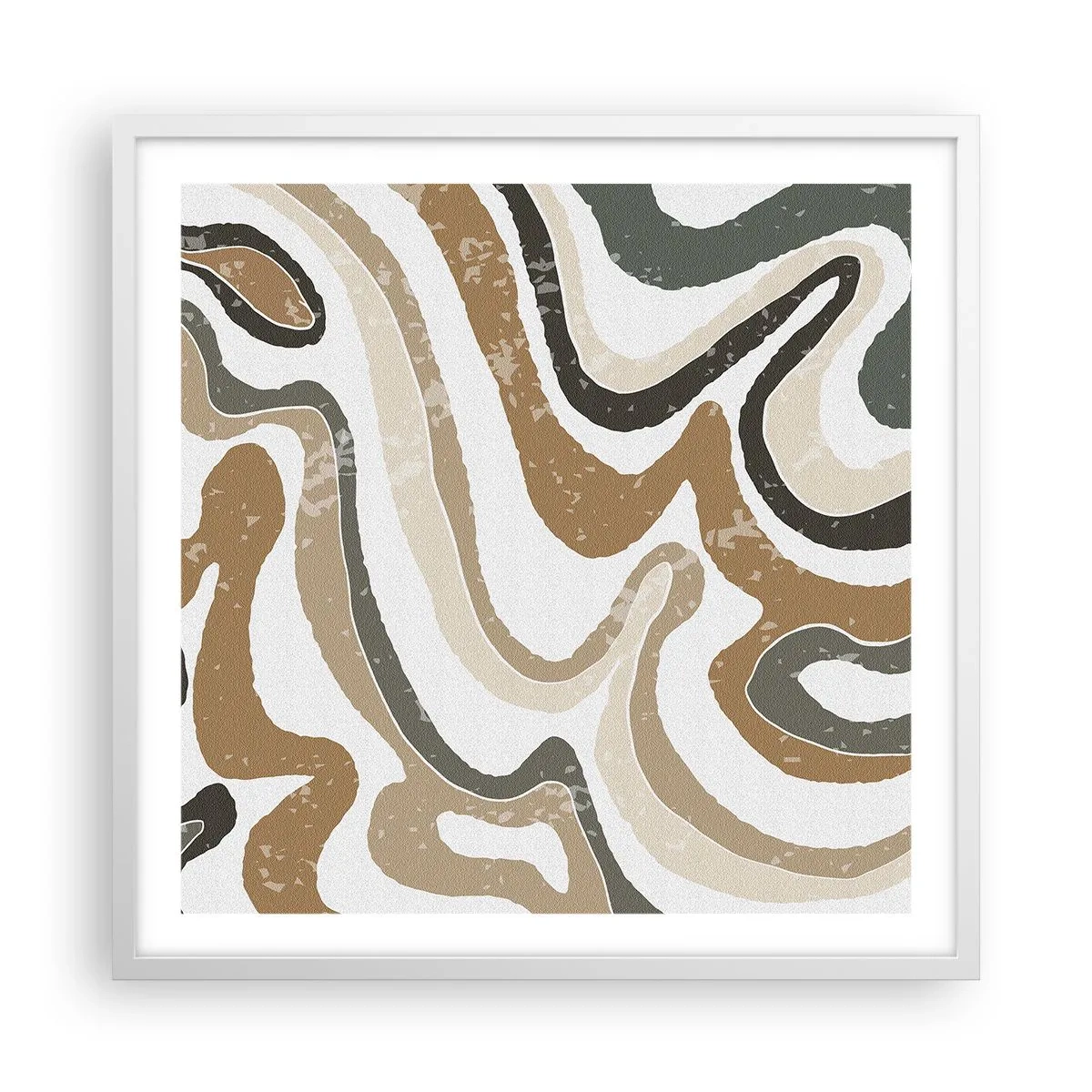 Poster in cornice bianca - I meandri dei colori della terra - 60x60 cm