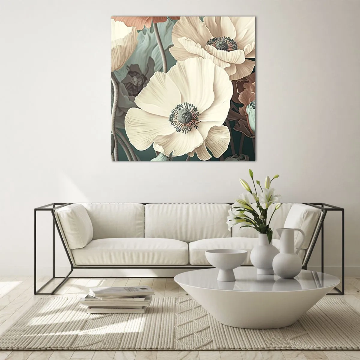 Quadro su vetro - Il sussurro dei papaveri - 70x70 cm