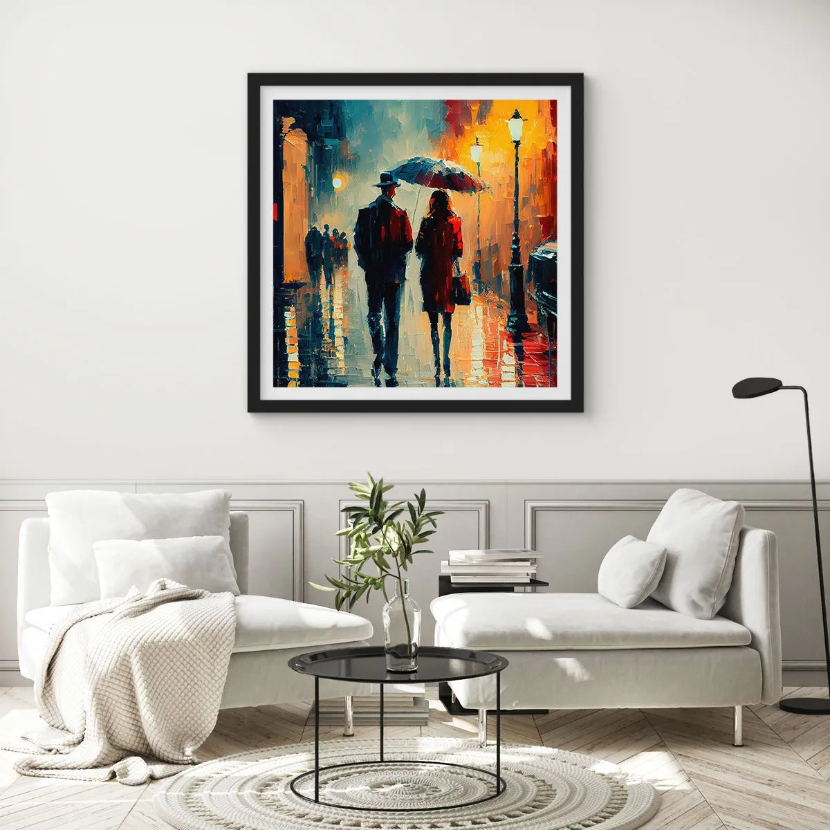 Poster in cornice nera - Love story cittadina - 30x30 cm