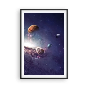 Poster in cornice nera - Sistema solare danzante - 61x91 cm