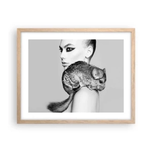 Poster in cornice rovere chiaro - Dama con il cincillà - 50x40 cm