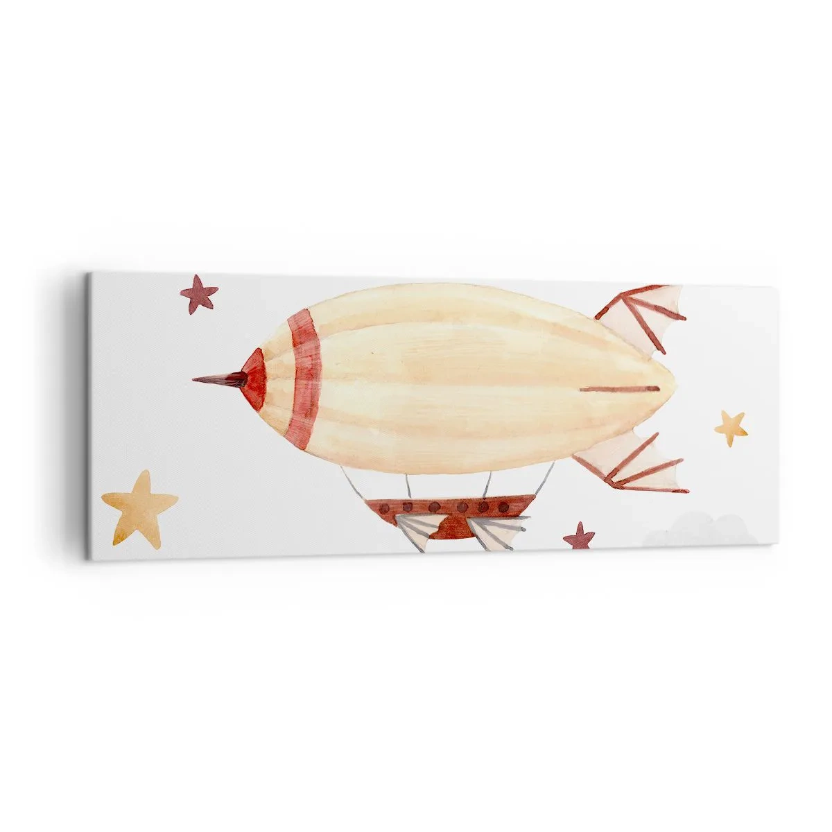 Quadro su tela - Stampe su Tela - Un dirigibile dipinto a mano su uno sfondo di stelle - 140x50cm - Nave volante - Decorazione murale moderna per soggiorno e camera da letto ARTTOR