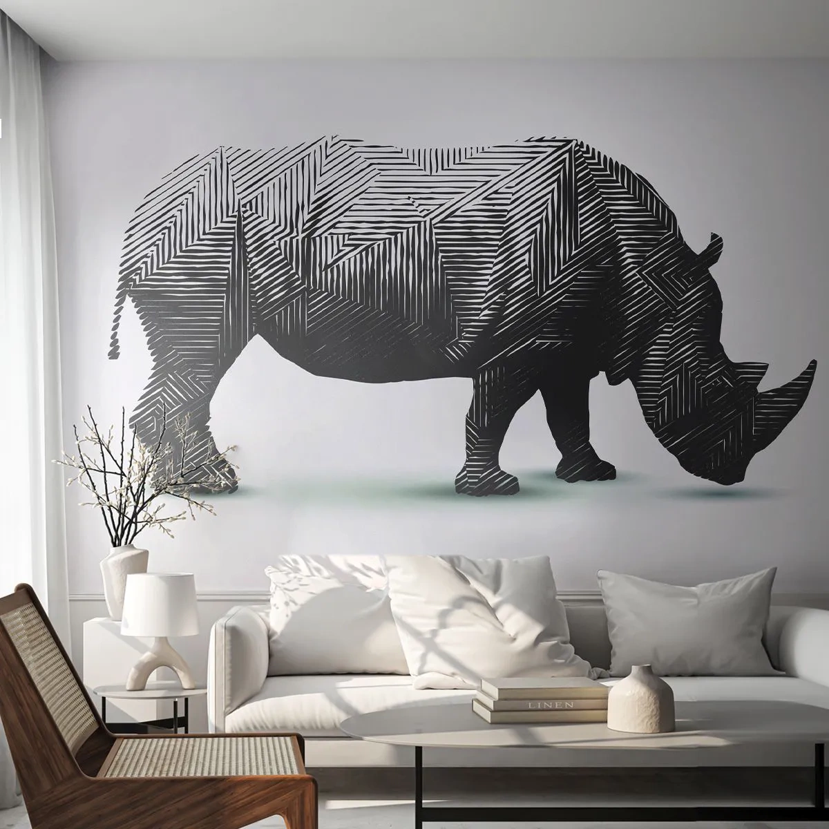 Fotomurali Standard Eco - La bellezza geometrica della natura - Animali, Rinoceronte, Grafica - 200x140 cm