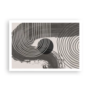 Poster - Linee geometriche e ovali in tonalità monocromatiche - 100x70cm - L'ovale vittorioso - Decorazione murale moderna per soggiorno e camera da letto ARTTOR