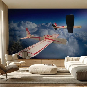 Fotomurali Autoadesivo Deluxe Sticker - Più in alto, più lontano - Aereo, Aliante, Nuvole - 400x280 cm