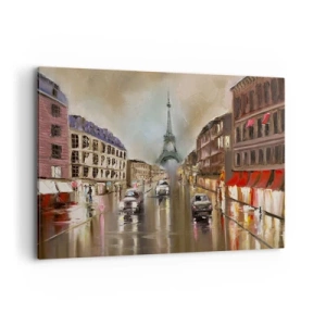 Quadro su tela - Stampe su Tela - Paesaggio urbano serale di Parigi con vista sulla Torre Eiffel - 100x70cm - Conta solo lei - Decorazione murale moderna per soggiorno e camera da letto ARTTOR