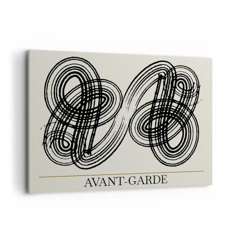 Quadro su tela - Stampe su Tela - Linee nere astratte su sfondo chiaro in stile avanguardista. - 100x70cm - In tutta spontaneità - Decorazione murale moderna per soggiorno e camera da letto ARTTOR