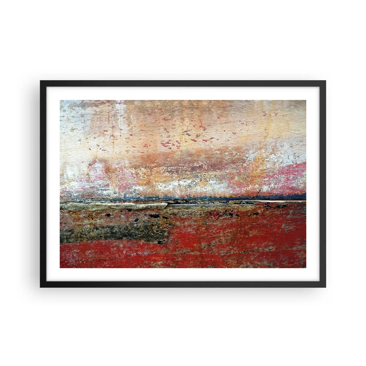 Poster in cornice nera - Una composizione astratta ispirata al mare e alla natura. - 70x50cm - Forse è il mare - Decorazione murale moderna per soggiorno e camera da letto ARTTOR